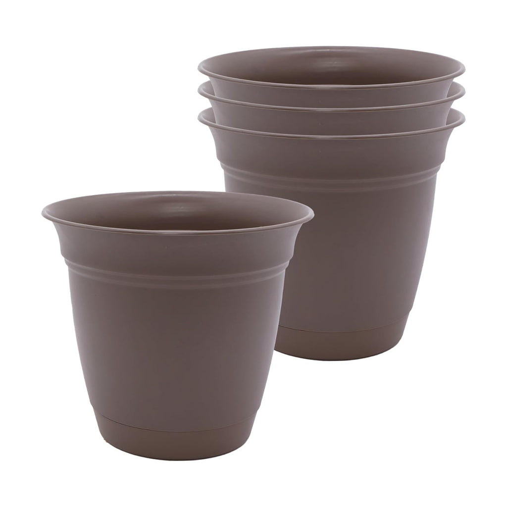 The HC Companies Eclipse Round Planter Pot, 8 Inch, Cappuccino, 4-Pack