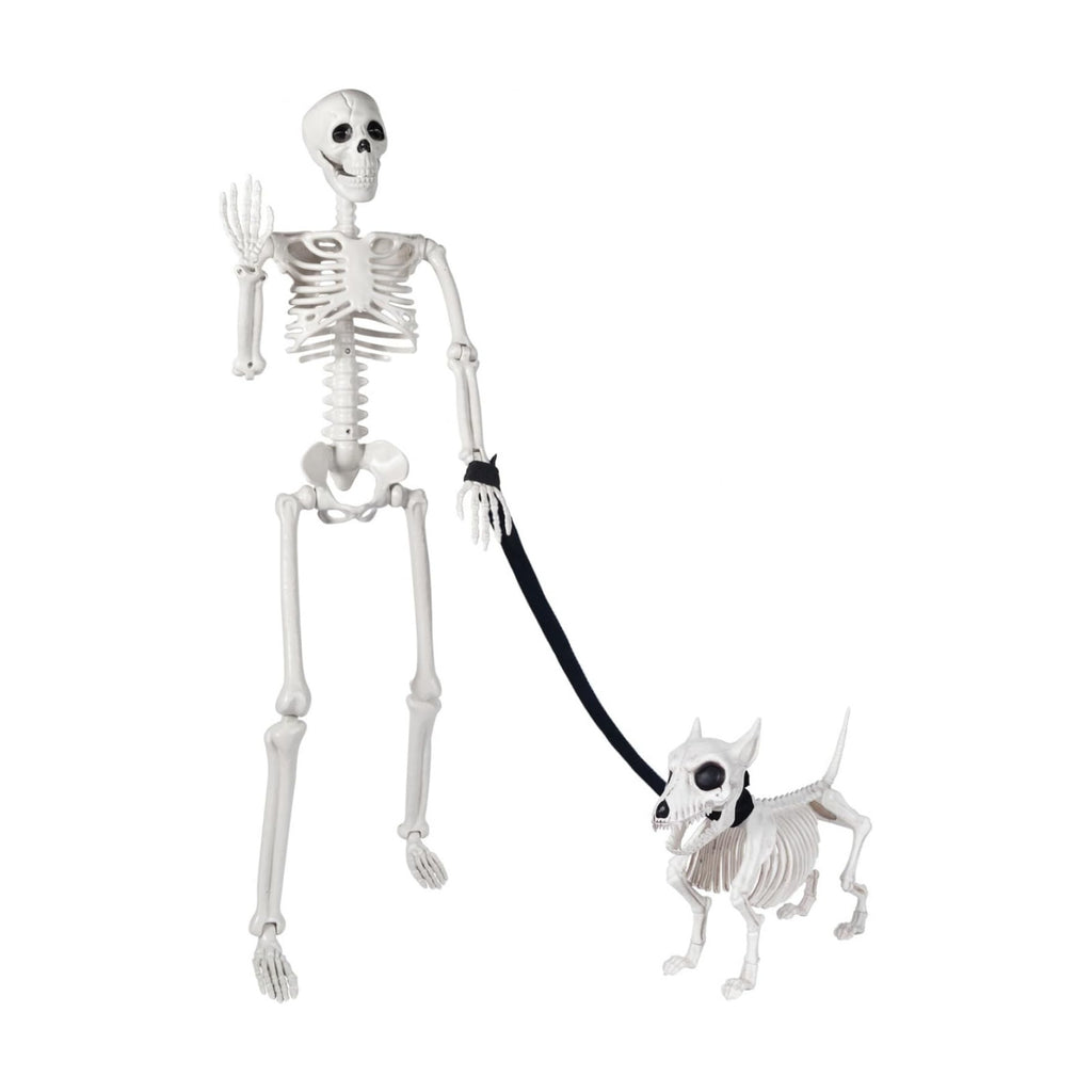3 FT Human and Dog Skeleton Halloween Decor with Movable Joints