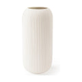Ceramic Vase for Flowers – Modern Small Ribbed Textured Flower Vase for Home Decor, Pampas Grass, Decorative, Farmhouse, Coffee Table, Kitchen Centerpieces, Bookshelf and Home Living (White)