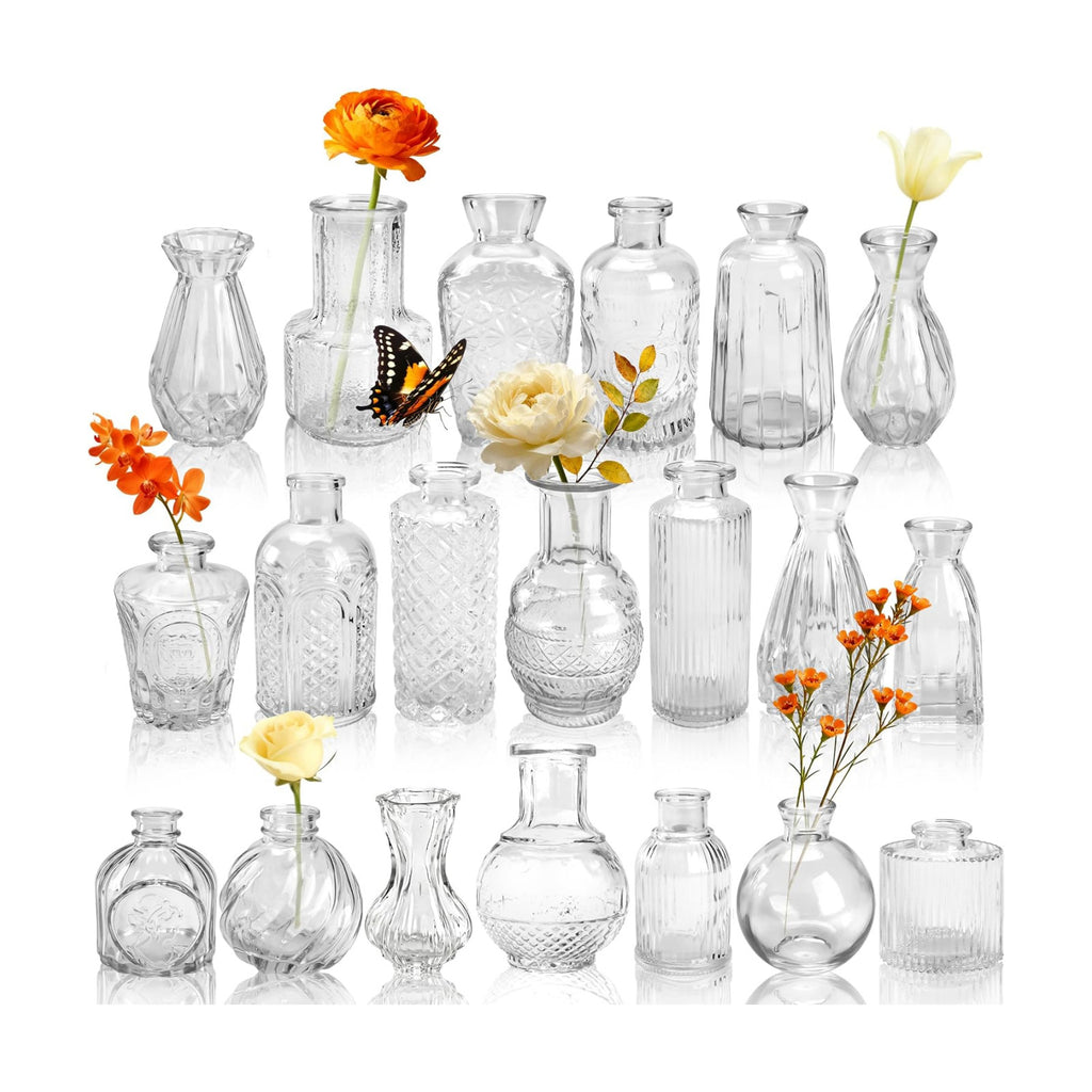 Der Rose 20pcs Glass Bud Vases, Clear Vases for Wedding Home Decorations