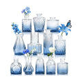 Der Rose 12pcs Glass Bud Vases, Blue Vases for Wedding Centerpieces Decor
