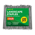 6 Inch Galvanized Landscape Staples, 200 Pack 10 Gauge Garden Stakes Plant, Hot-dip U-Shaped Tent Stakes Cover Stakes
