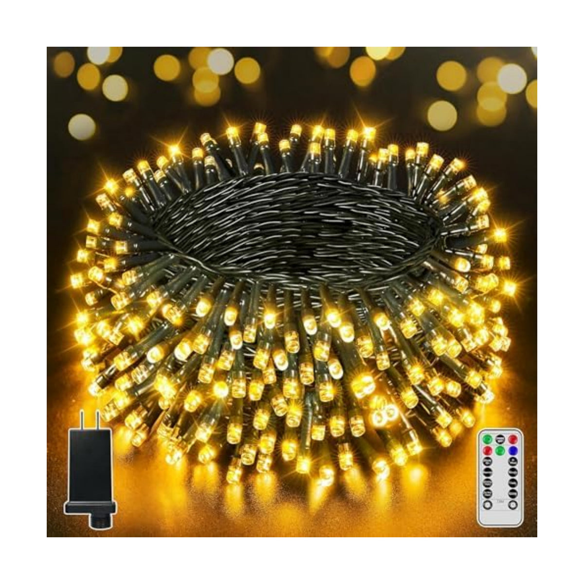 BrightChristmas 500 LED 164 FT Christmas Lights, Waterproof Outdoor String Lights with Remote and Timer, Christmas Tree Lights with 8 Modes Dimmable, Fairy Lights for Holiday Decor (Warm White)