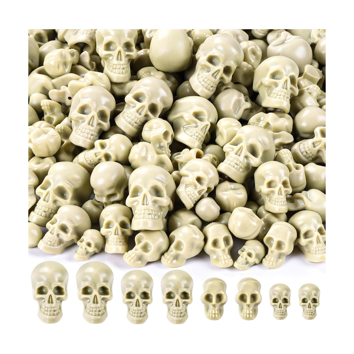 150 PCS Halloween Mini Skull Heads Plastic Skeleton Head Party Decorations