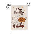 Halloween Garden Flag Funny Ghost Pumpkin Star Burlap Double Sided Flag Stay Spooky Farmhouse Holiday Yard Outdoor Decoration 12.5x18 Inch