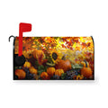 Fall Autumn Pumpkin Mailbox Cover Magnetic Large Size 25.5X21 Inch Harvest Maple Leaves Letter Box Cover Yellow Pumpkins Fall Mail Wraps Post Garden Decorations