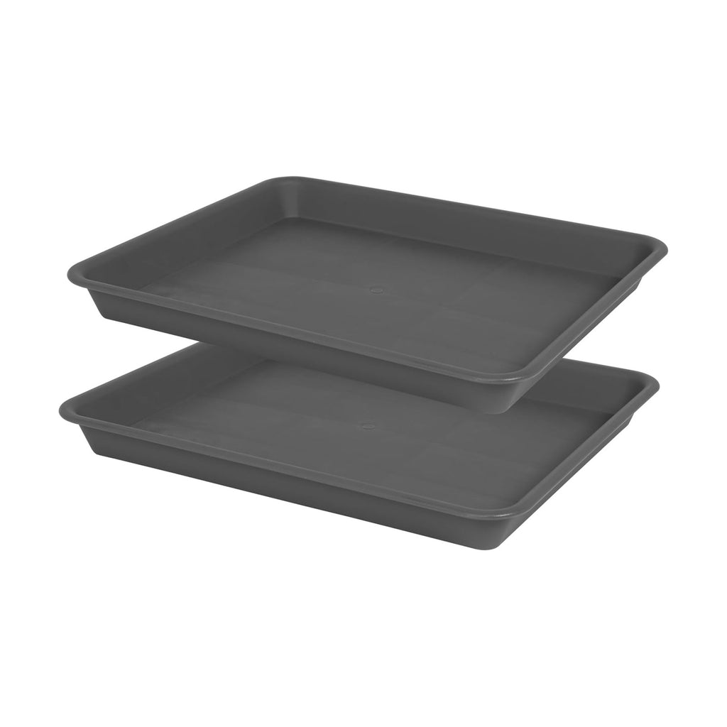 VUWEZ Rectangle Plant Tray, Plant Drip Tray, Plant Pot Saucers, Plant Germination Trays, Plant Saucers, 14.5'' x 11'' x 1.5'' (2 pack), Gray