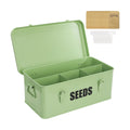 Seed Saving Box with 4 Compartments, Large Metal Seed Organizer Packet Container with Lid & Safety Locks, Garden Seed