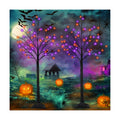 2 Pack 6FT Lighted Black Halloween Tree with 288 LED Orange & Purple Lights