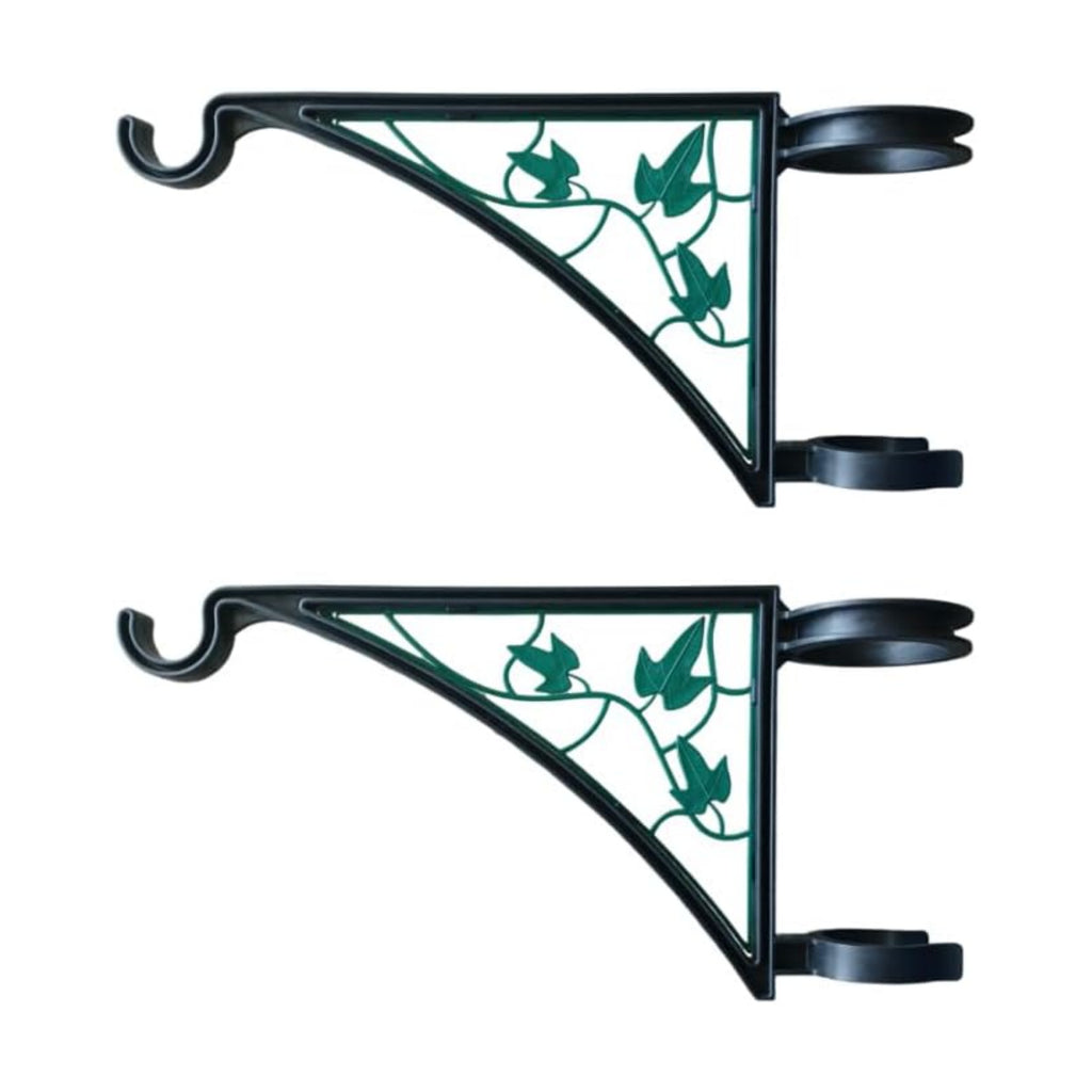 2 PCS Fence Post Hangers with Green Ivy Inserts(Plant Hanger, Garden Hook) Fits 2 3/8" Diameter Posts