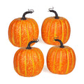 Artmag 6 Inch Large Artificial Pumpkins, 4PCS Big Orange Drawing Line Faux Foam Harvest Pumpkins for Fall Thanksgiving Holiday Decorations
