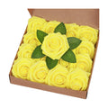 BLEUM CADE 16Pcs Artificial Flowers Fake Foam Roses with Stems for Wedding