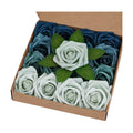 BLEUM CADE 16Pcs Artificial Flowers Fake Foam Roses with Stems for Wedding