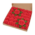 BLEUM CADE 36Pcs Artificial Flowers Fake Foam Roses with Stems for Wedding