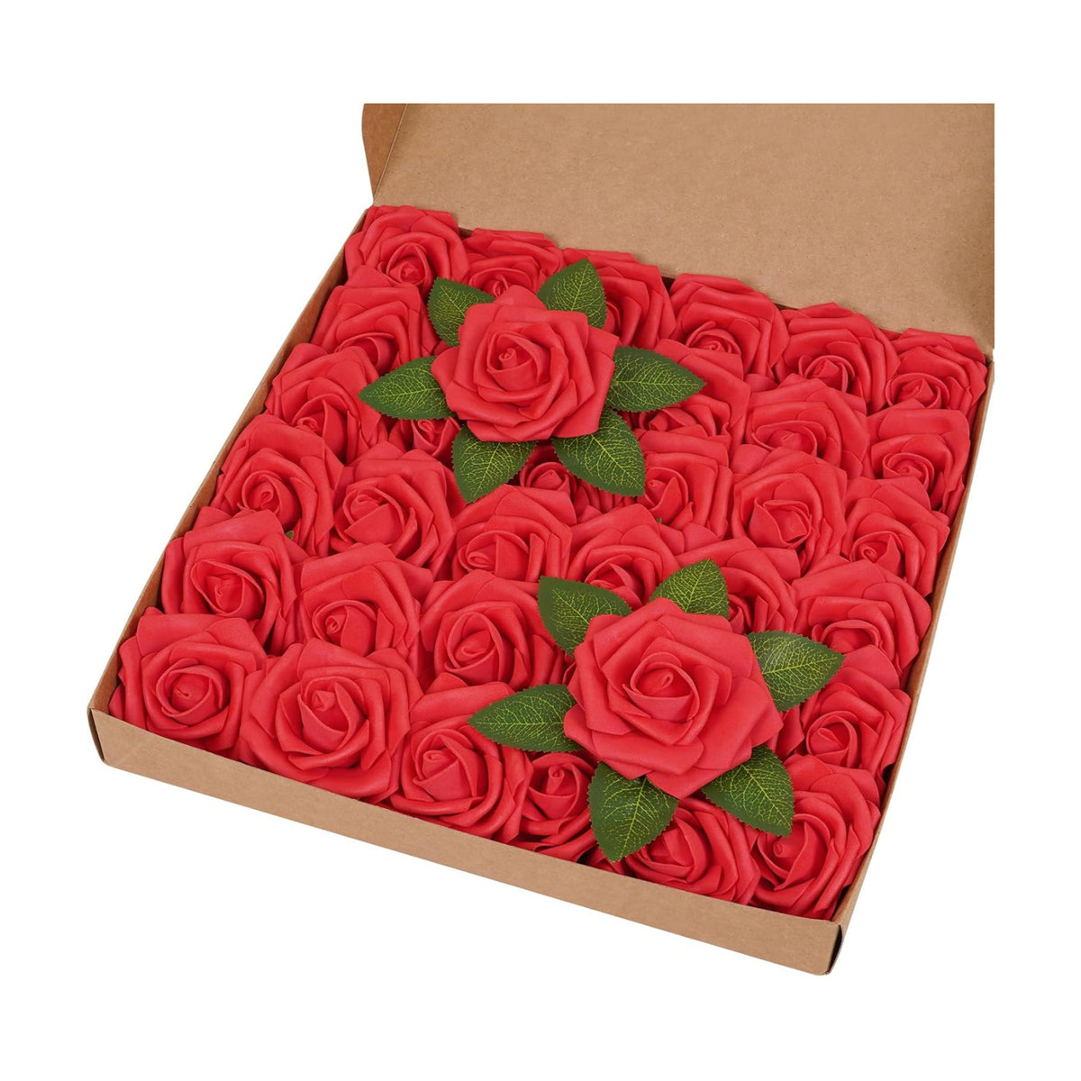 BLEUM CADE 36Pcs Artificial Flowers Fake Foam Roses with Stems for Wedding
