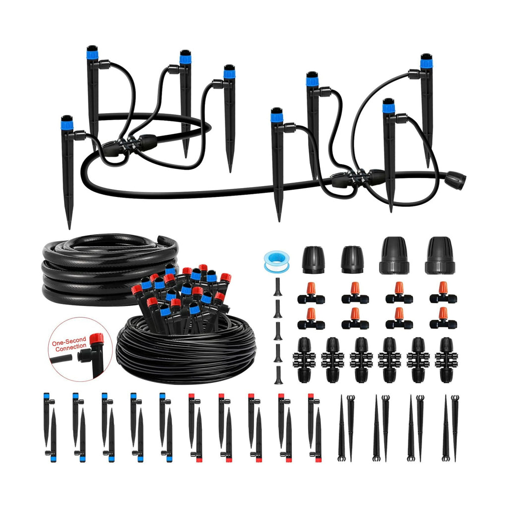 Drip Irrigation Kit for Garden, Quick-Connect Plant Watering System 150FT | Raised Bed Drip Line Kit, Greenhouse