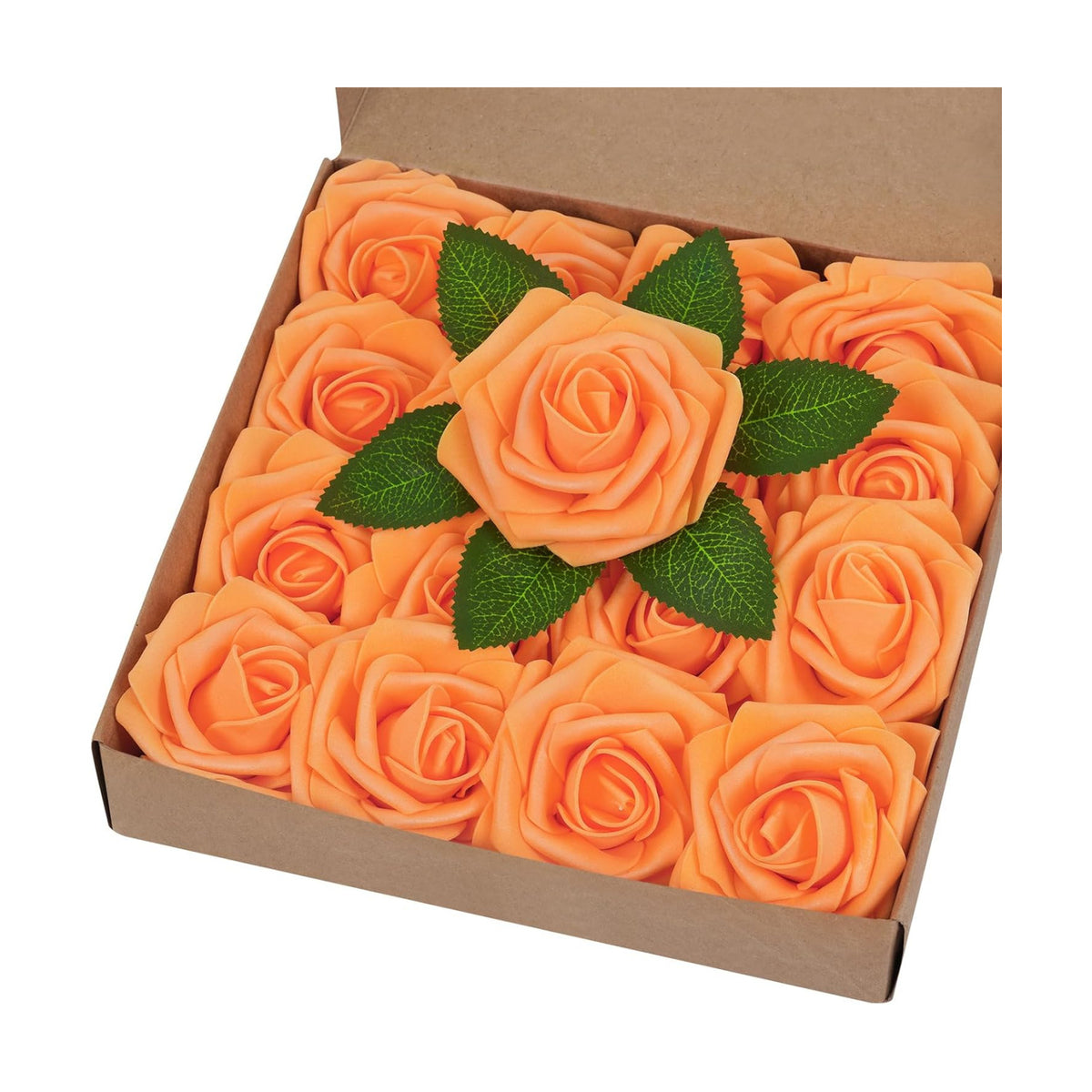 BLEUM CADE 16Pcs Artificial Flowers Fake Foam Roses with Stems for Wedding