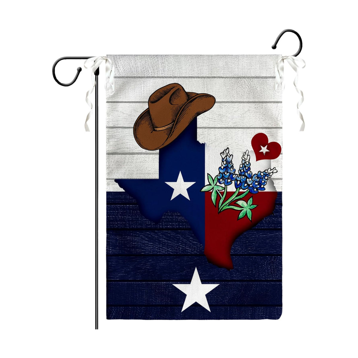 Texas Bluebonnet Garden Flag 12 x 18 Inch Texas Cowboy Hat Yard Flags Western Flags Double Sided Banners for Outdoor Yard Decor Souvenirs Gifts
