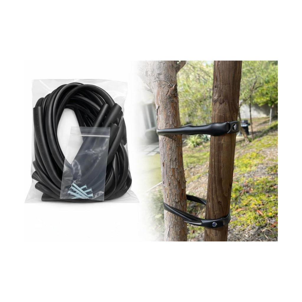 Tree Ties with Complimentary Nail, 32 Inch Black Heavy Duty Ties for Plant Support and Landscaping, 10 Pack