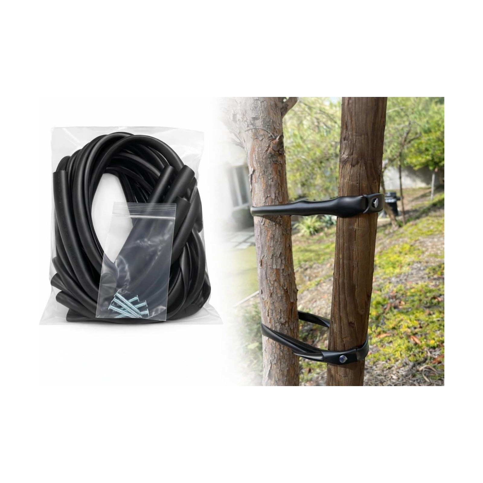 Tree Ties with Complimentary Nail, 32 Inch Black Heavy Duty Ties for Plant Support and Landscaping, 10 Pack