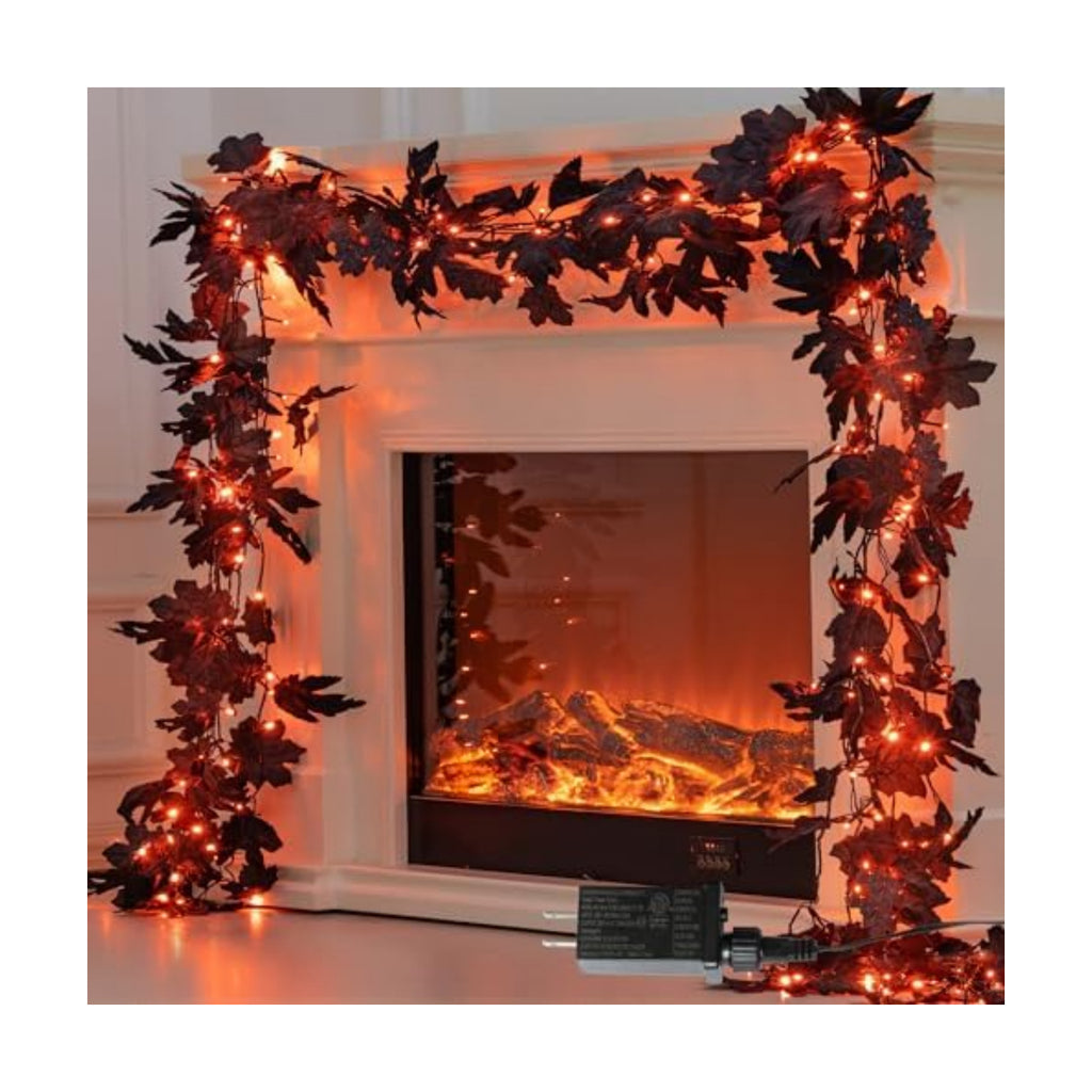 66ft Handmade 200 LED Halloween Garland,Artificial Maple Leaves String Lights Decor for Thanksgiving Fall Garland Decor lighted garland for Firepalce Winter Holiday Indoor Outdoor Room Autumn Harvest