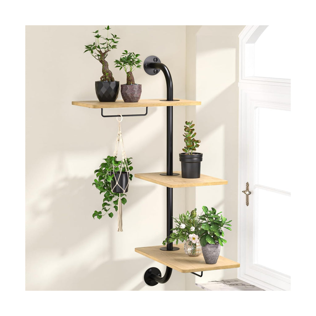 DELLAN 3-Tier Window Plant Shelves, Rotating Wall Mounted Shelf | Space saving rotating plant shelf for window & wall