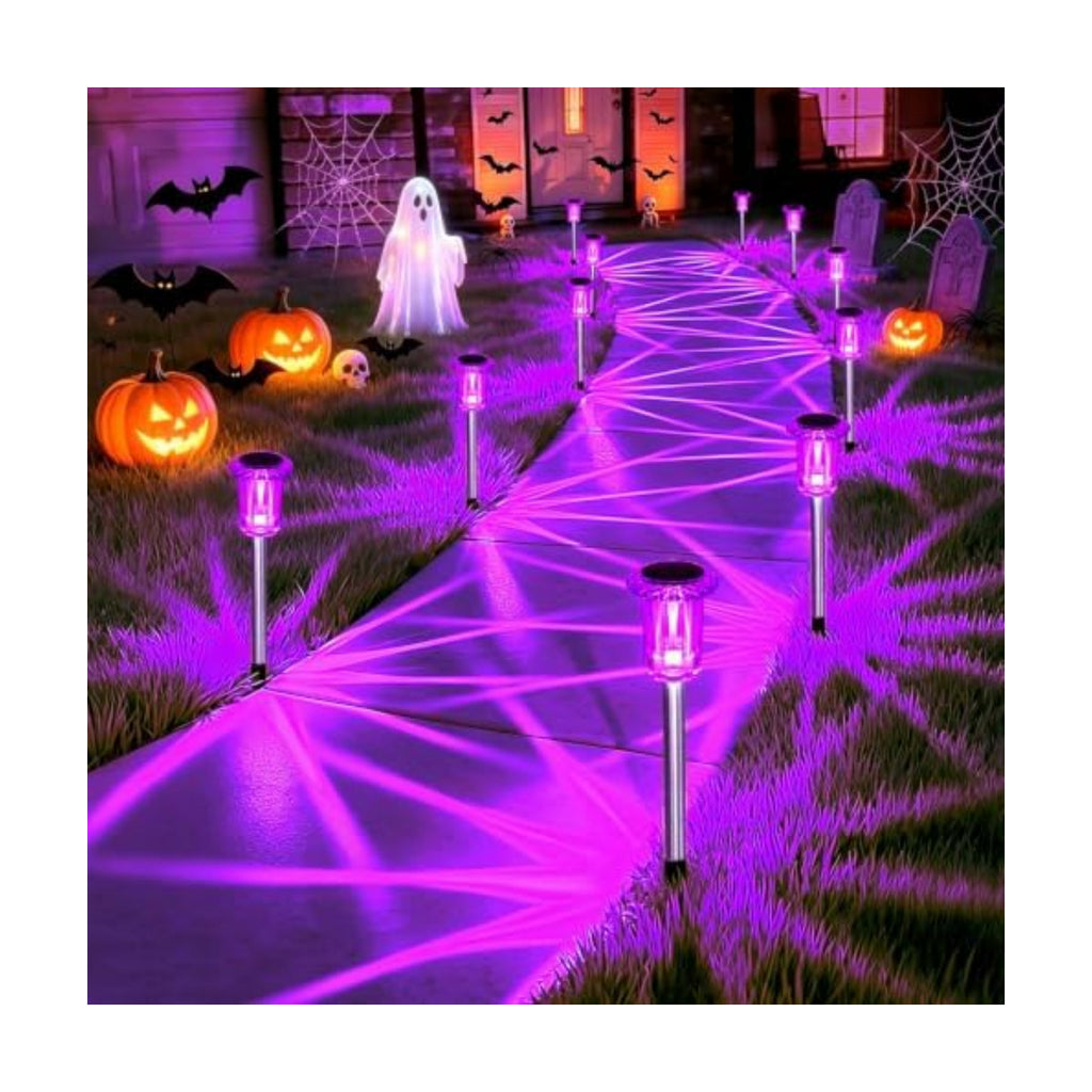 Halloween Solar Lights Outdoor 10 Pack LED Purple Pathway Lights