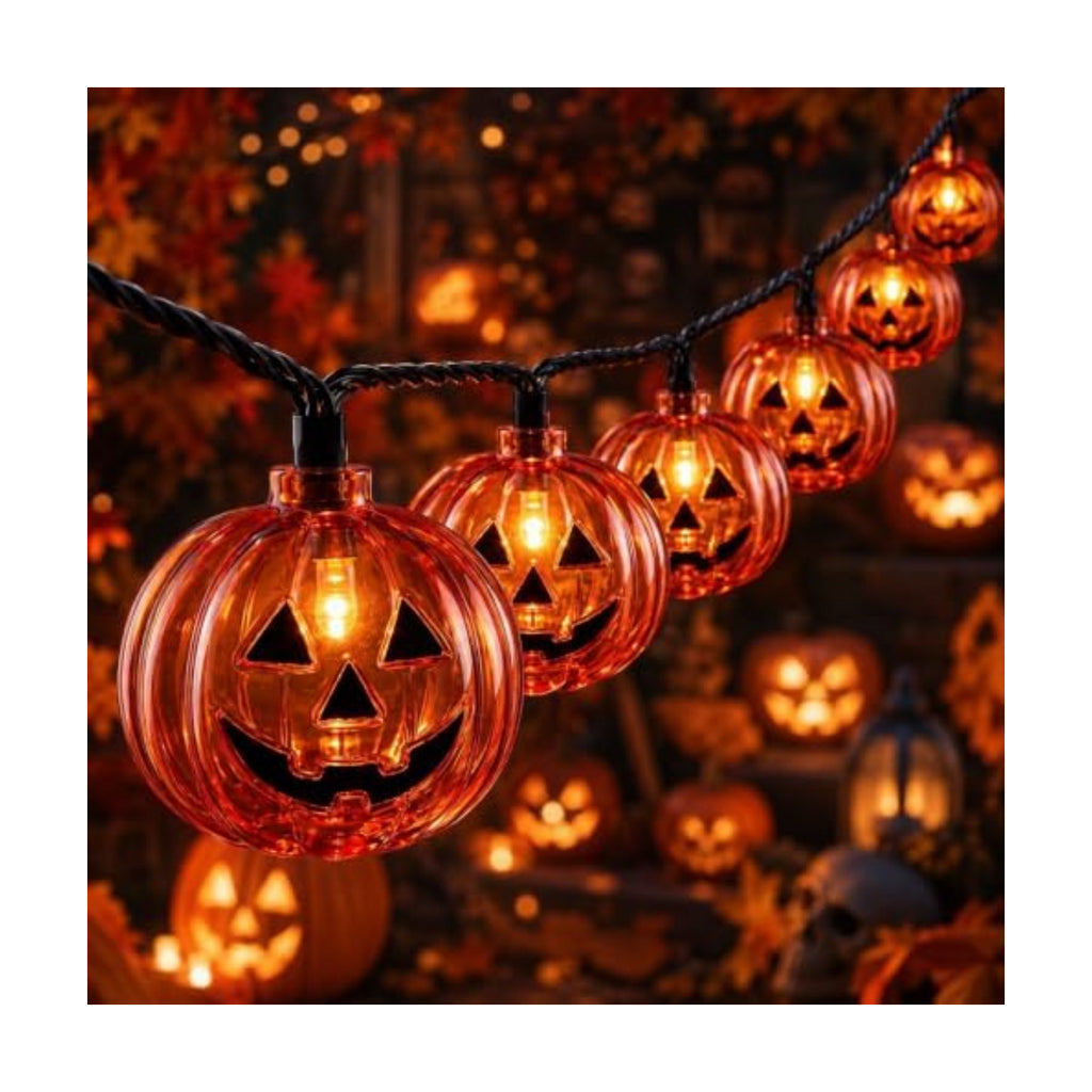 Abeja Pumpkin String Lights, 8.5Ft Halloween String Lights