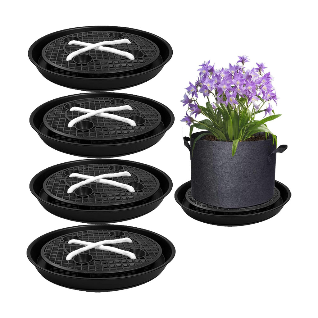 Self Watering Fabric Pot Base 14 inch, Auto Pots Fit for 5 Gallon Grow Bags | Auto Watering Plant Saucer for Fabric