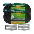 Hlinker 2026 Flat Soaker Hose 150 ft (75ft 2Packs) with Stake for Garden, Linkable Drip Hose Diy Automates Garden