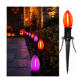 SUNSGNE Halloween Pathway Lights, 19.5Ft Halloween Stake Lights with 10 Count C9 LED Orange and Purple Bulbs for Lawn Yard Sidewalk Garden Decoration