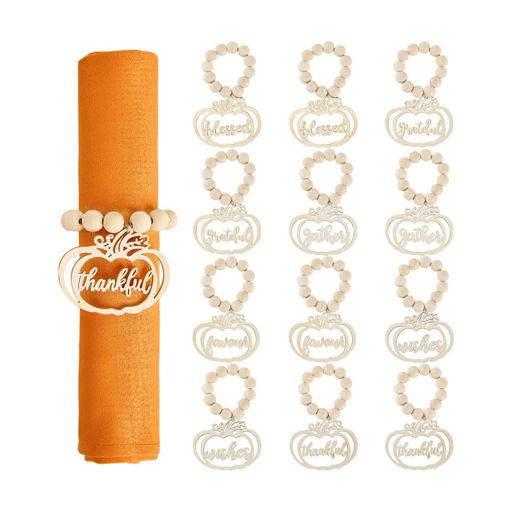 Fall Thanksgiving Pumpkin Napkin Rings Set of 12, Thanksgiving Table Decor