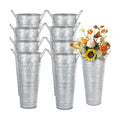 KINJOEK 8 PCS 9 Inch Galvanized Metal Flower Vases, Rustic Farmhouse French Flower Bucket Pots with Handle, Tall Galvanized Metal Vases for Centerpieces, Planter, Home Decor, Silver