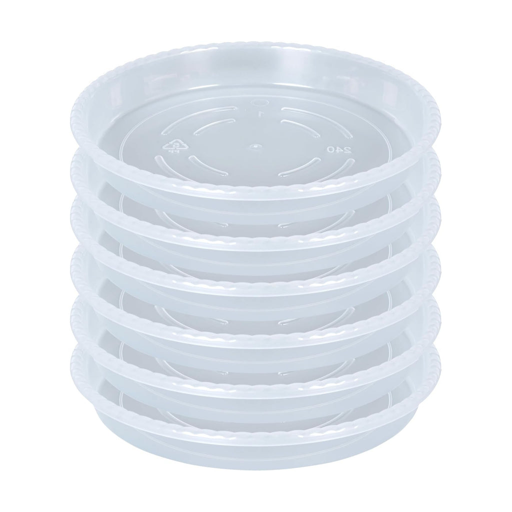 OVZILKI Plant Saucer 6 Pack of 14 inch, Clear Plastic Flower Plant Pot Saucer, Heavy Duty Plant Drip Trays Saucers for