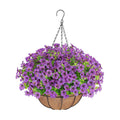 AGIRL Artificial Hanging Flowers with Baskets for Outdoors(Purple)