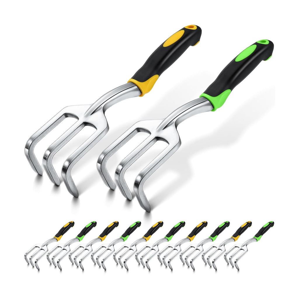 Yaocom 12 Pcs Hand Rake Garden Tool Mini Rake Heavy Duty Garden Cultivator 11 Inches Small Rake for Gardening Aluminum