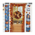 Deroro Welcome Fall Thanksgiving Pumpkin Porch Banner Sign, Blue Autumn