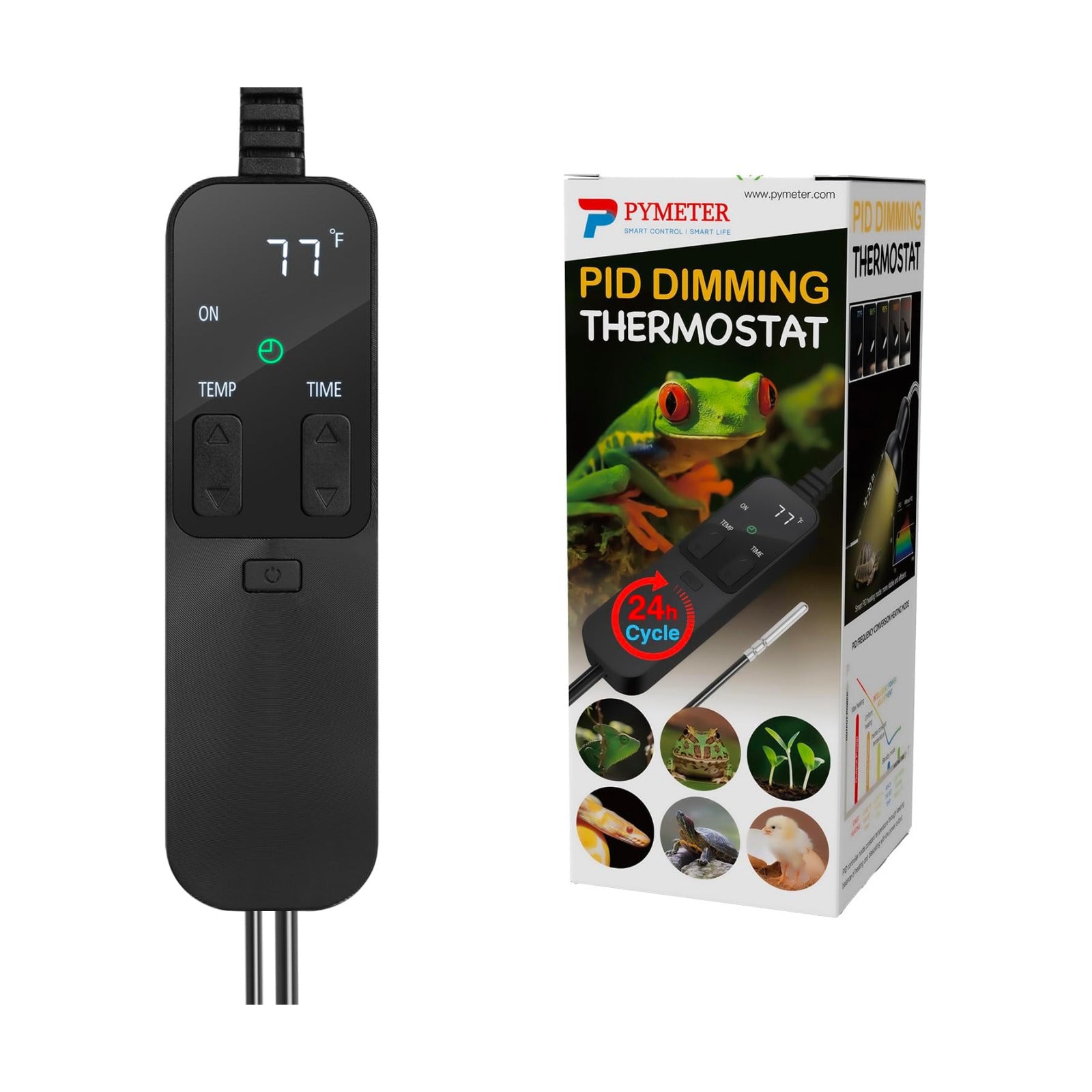PID Dimming Thermostat Reptile with 24 Hours Cycle Timer for Reptiles Heat Lamp Heating Pad Seedling Heat Mat