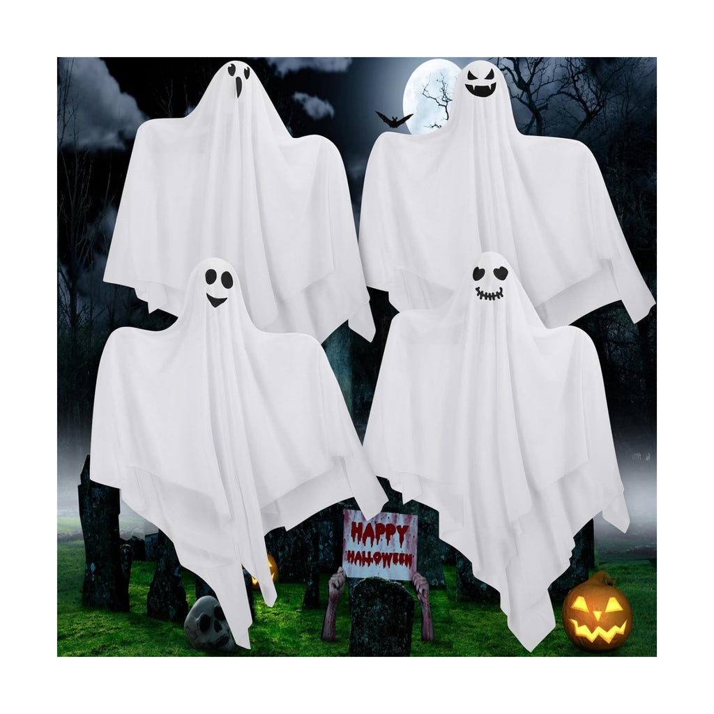Hanging Ghosts Outdoor Decorations, 4 Pack 28 Inch Cute Flying Ghosts Decor