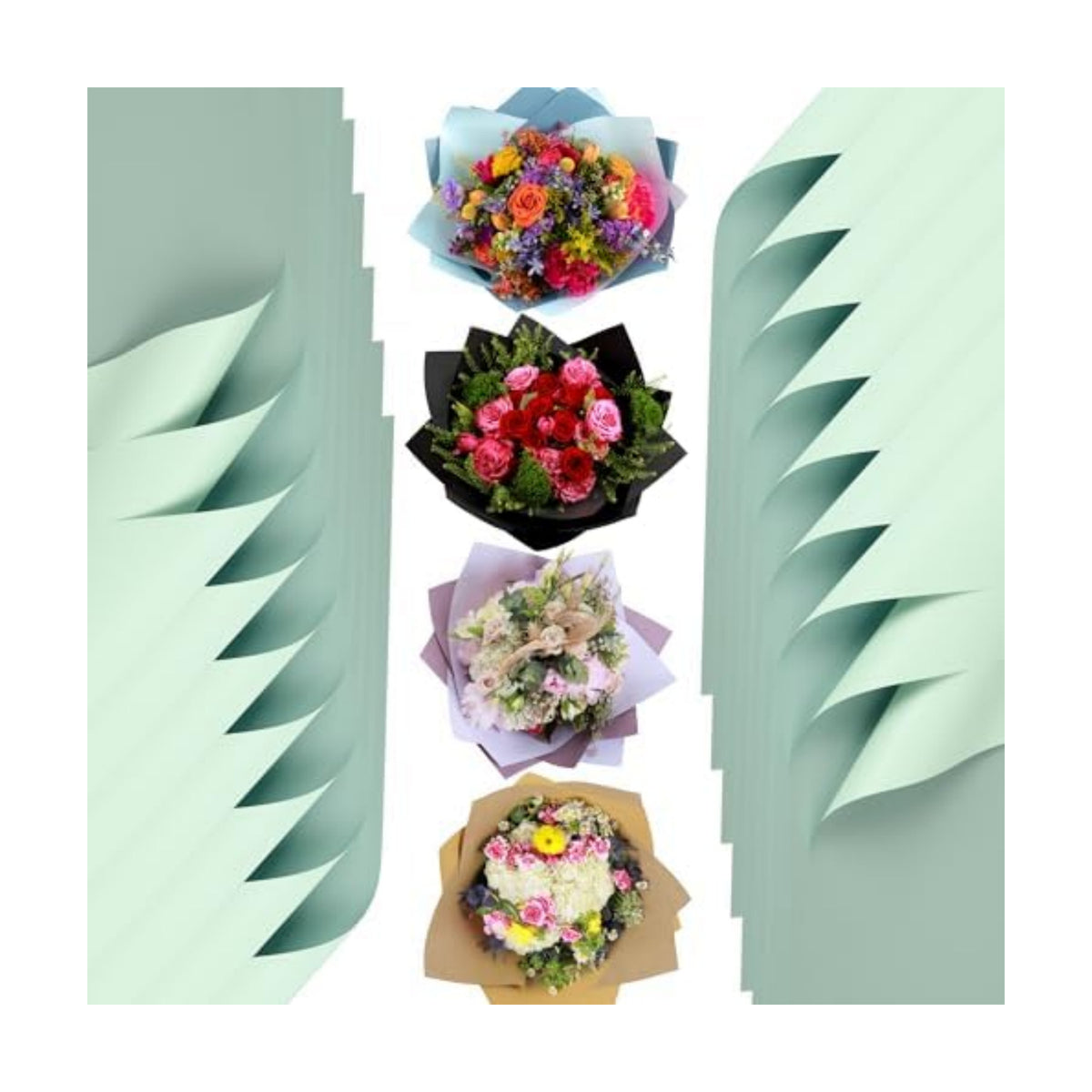 the florist Supply 20 Sheets Premium Flower Wrapping Paper | Waterproof Flower Wrapping Paper for Bouquets | Double Sided Floral Bouquet Sheets | DIY Gifts Colorblend Ocean Spray