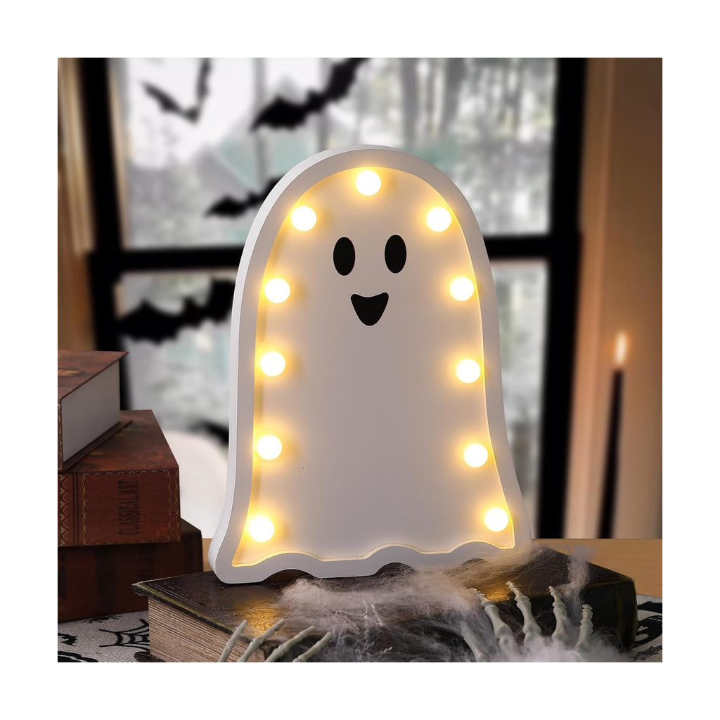 Halloween Decorations-Light Up Wooden Ghost-Handmade Ghost with Light | Halloween Decor Home Kitchen Mantel Tabletop Windowsill
