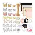 Majreey Floral Wrapping Paper Kit, 80Sheet Waterproof Floral Paper, 3Rolls Ribbon for Flower Bouquet, 2Rolls Transparent Tape,100Pcs Flower Pins, 48Pcs 3D Butterflies, 9Pcs Crowns for Florist Wrapping
