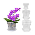 Orchid Pot with Saucers, 3 Each of 4.3",5.5",6.1" Orchid Pots with Holes,9 Pack Clear Planter for Indoor Outdoor Plants (3 Each of 4.3",5.5",6.1" with Saucers)