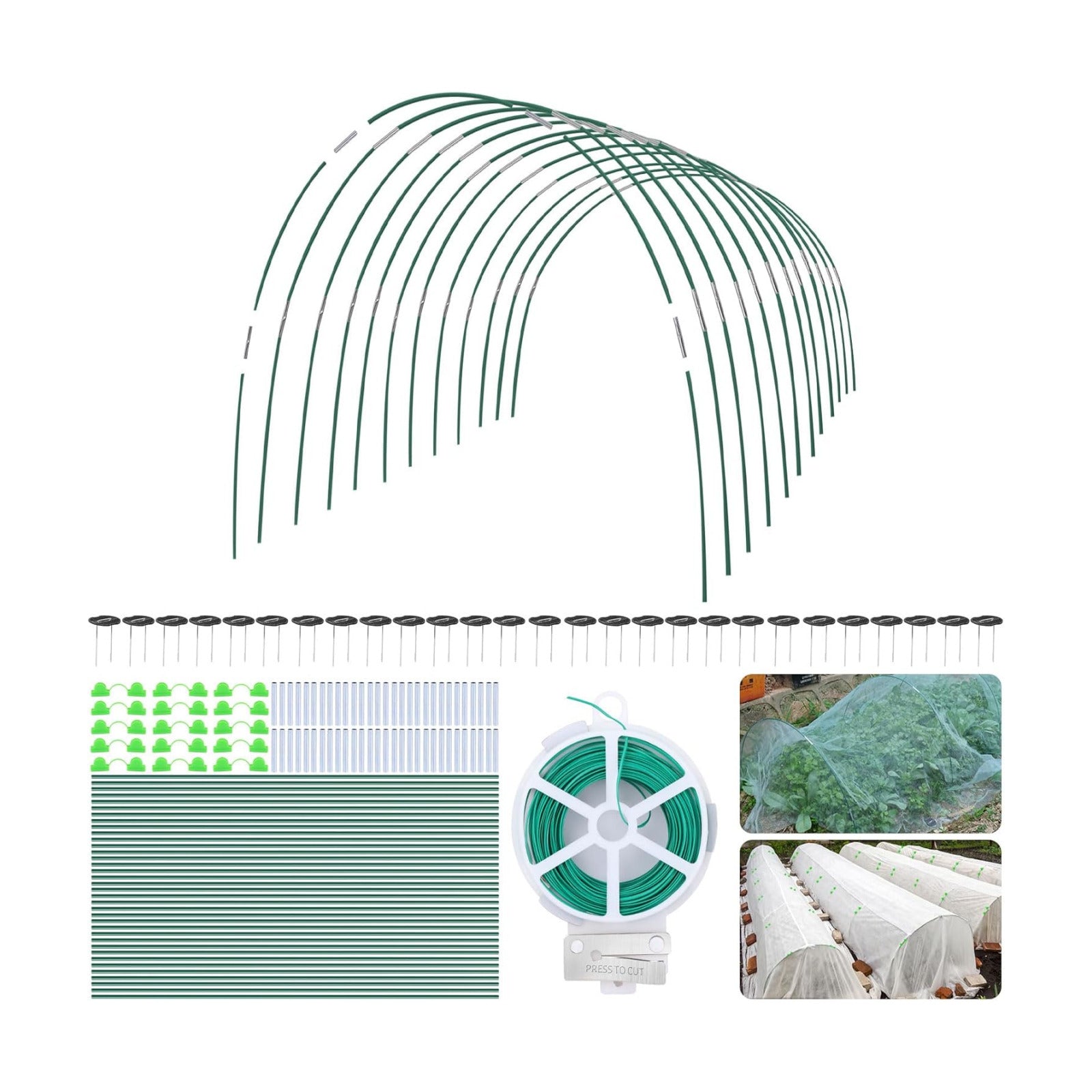 161 PCS Greenhouse Hoops Kit 7 FT Garden Tunnel Hoops for Raised Beds | DIY Grow Tunnel Frame, Garden Netting Support