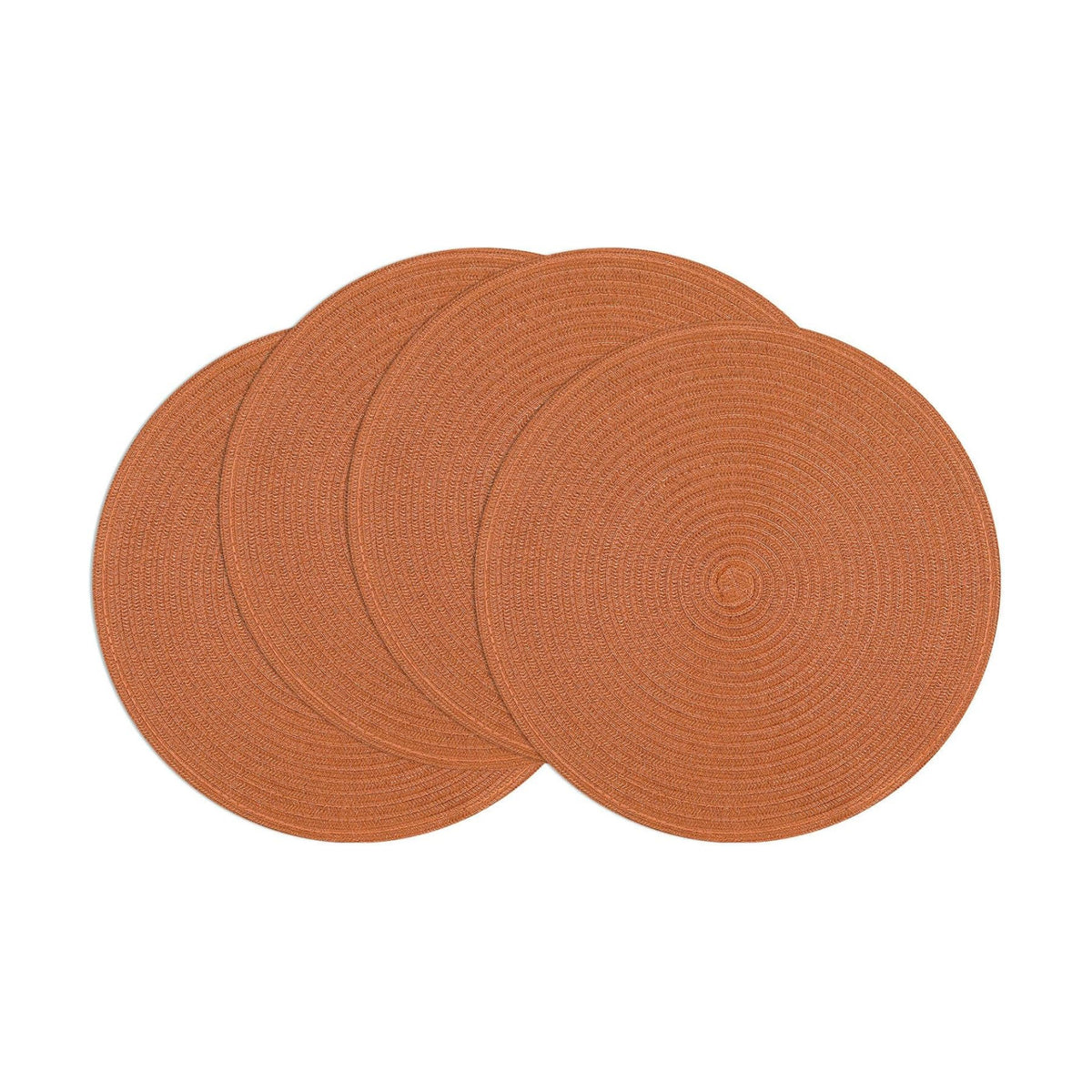 SHACOS Round Placemats Set of 4 for Dining Table 15 inch Round Braided Fall Placemats Washable Kitchen Table Mats Home Decor, Dark Orange