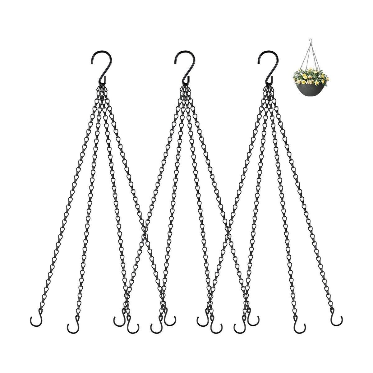 garini 3 Pack, 23 Inch Hanging Baskets Chain, Hanging Chains with Hooks Flower Pot Chain Replacement Plant Hangers for Planters, Bird Feeders and Lanterns(Black)…