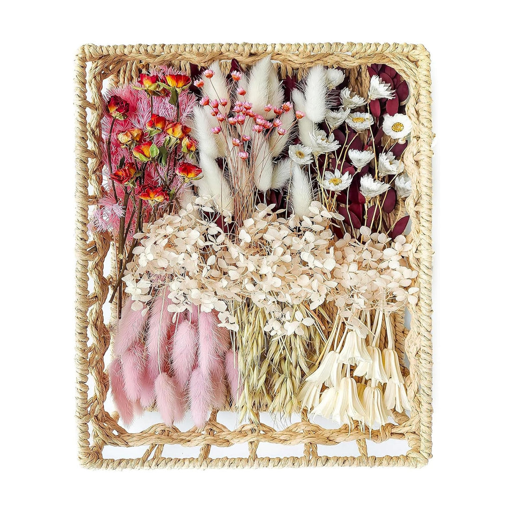 xin's convey DIY Natural Dried Flower Set for Vase, Bulk Boho Dried Flowers with Stems,Fall Decor, Mini Flower Arrangements.(Pink)