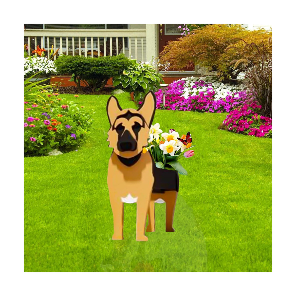 German Shepherd Dog Planter Pots, Animal Shaped Flower Pot | Large Cute Plant Gift for Women and Pet Lovers, Indoor