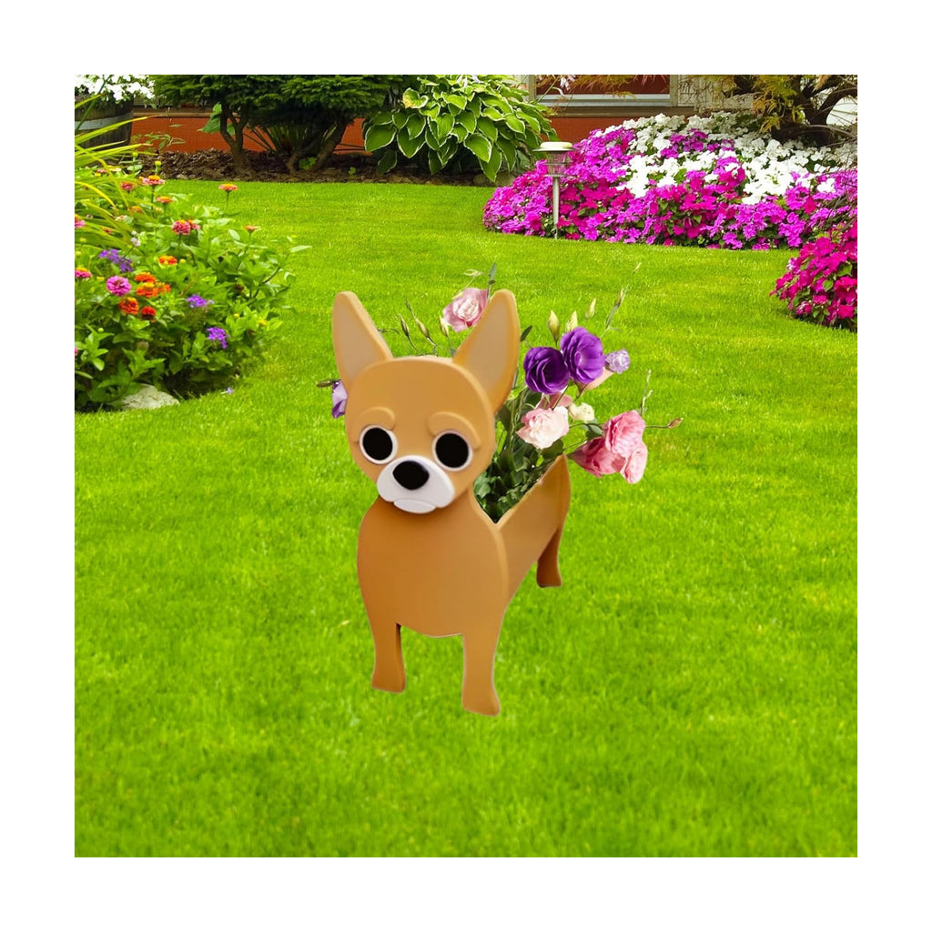 Yellow Chihuahua Dog Planter Pots, Animal Shaped Flower Pot | Large Cute Plant Gift for Women and Pet Lovers, Indoor
