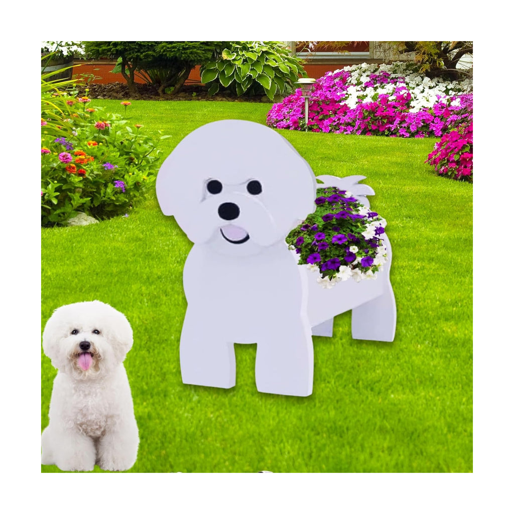 Bichon Frise Dog Planter Pots, Animal Shaped Flower Pot | Large Cute Plant Gift for Women and Pet Lovers, Indoor
